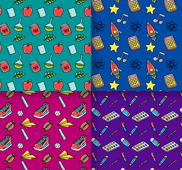 彩色文具无缝背景