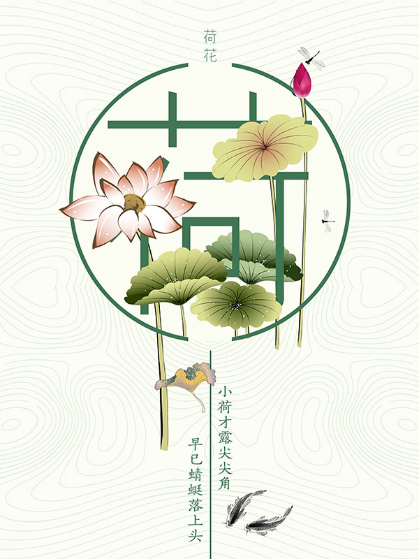 简约荷花海报