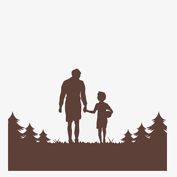 父子牵手背影