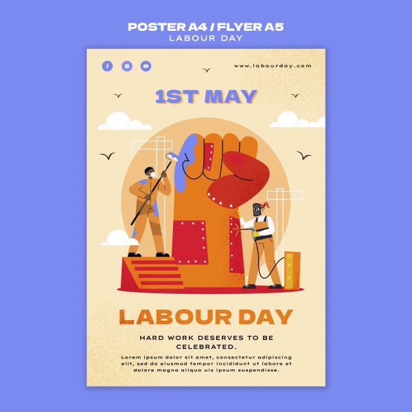 劳动节插画海报