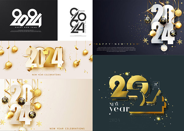 圣诞节挂饰与2024字体