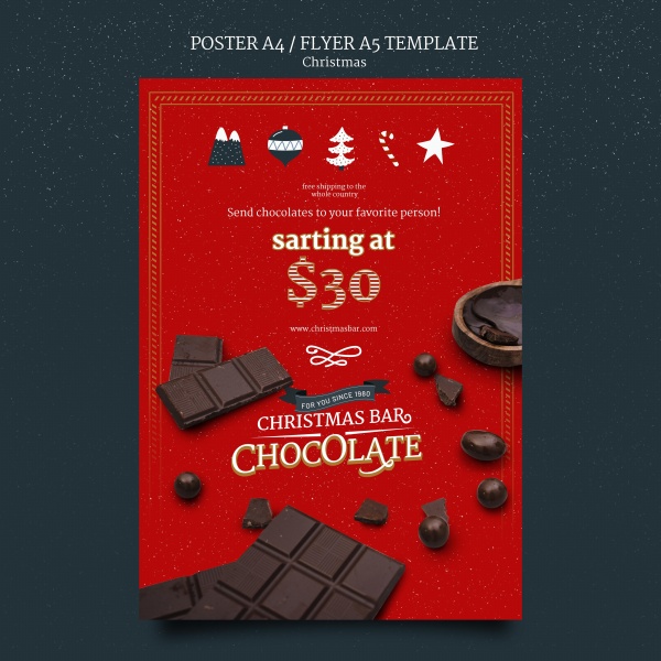 圣诞节黑巧海报