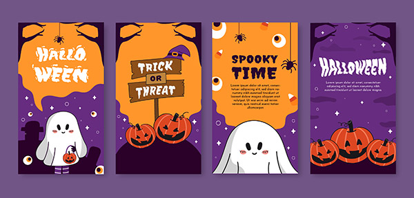 万圣节插画卡片模板
