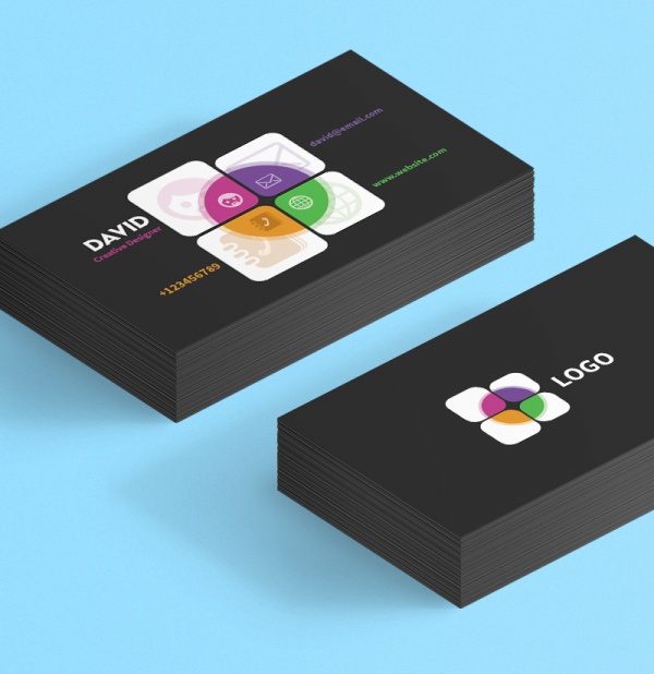 黑色简约名片样机