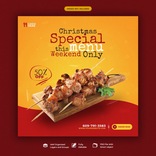 圣诞节餐厅美食菜单