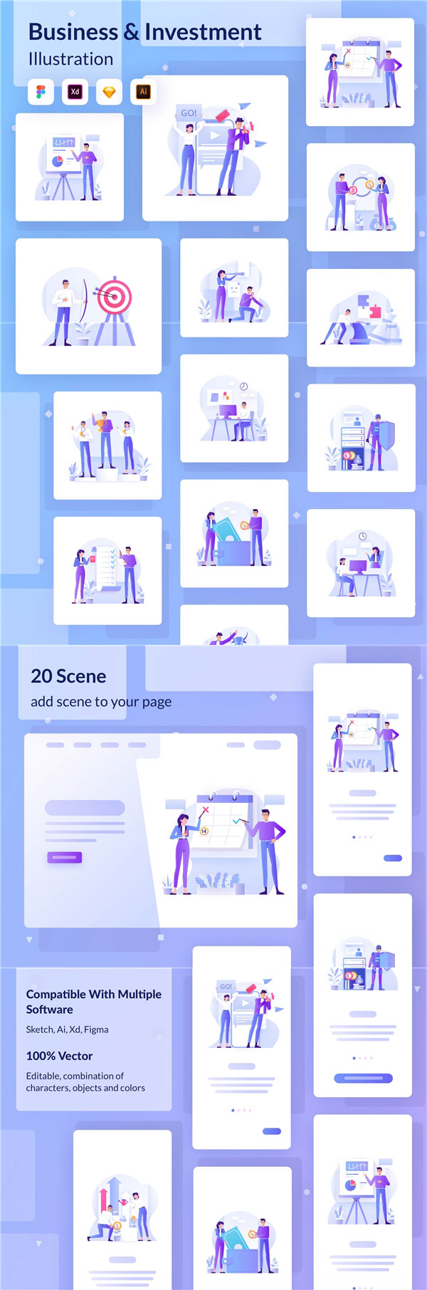 商业和投资主题插画