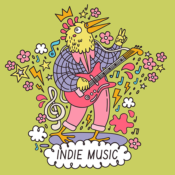 手绘独立音乐插图