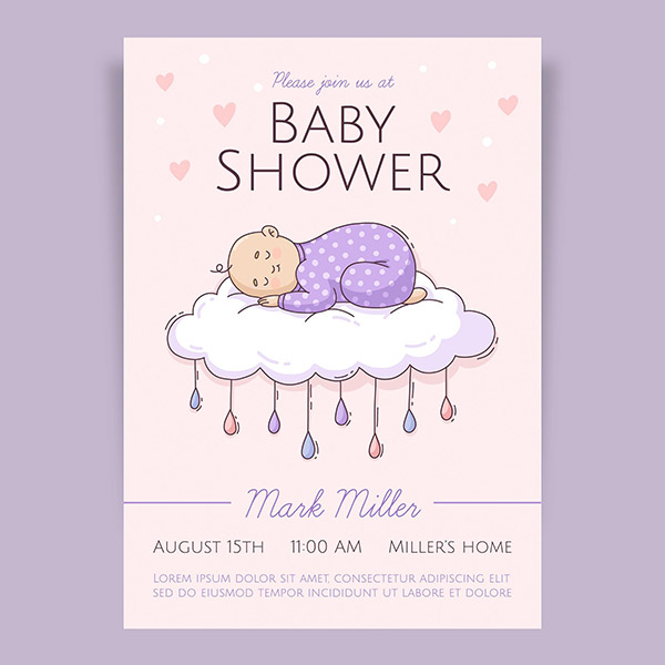 手绘宝宝满月邀请函