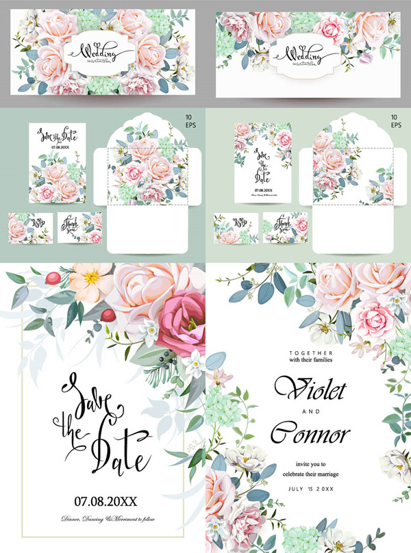 花朵图案婚庆请柬