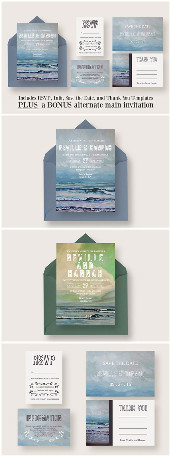 海景婚礼邀请函套装
