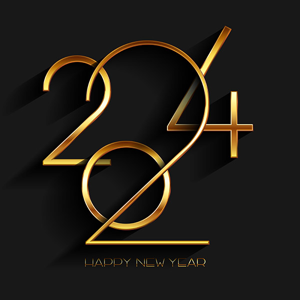 金色2024新年艺术字